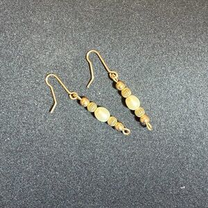 Two pair of Gold and Cream Beaded Drop Earrings
